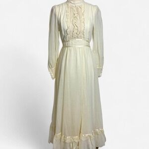 Vintage 1970s gunne sax ivory long sleeve prairie maxi dress